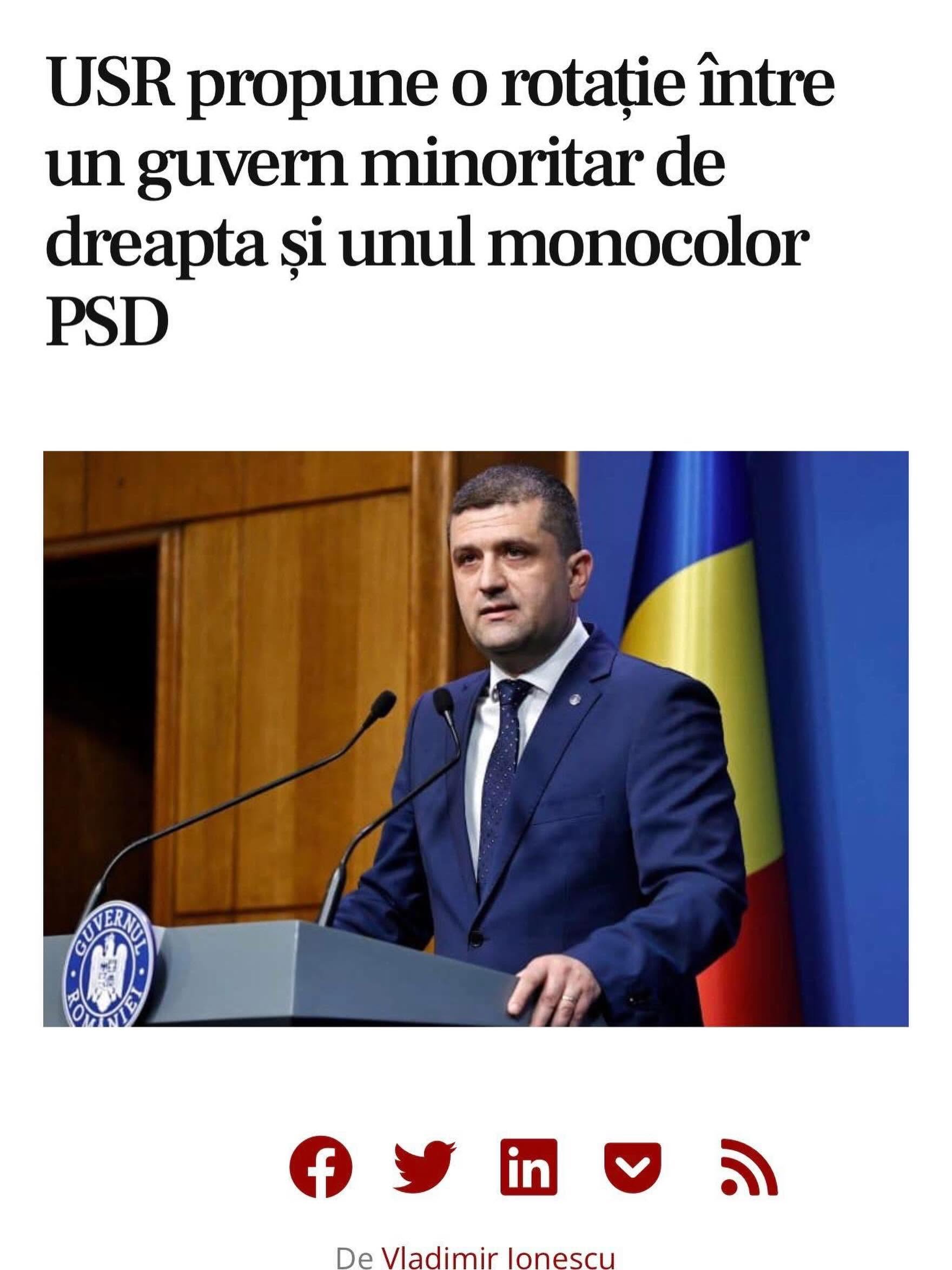 USR vrea o rotatie la guvernare